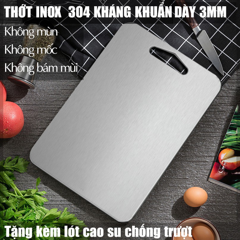 Thớt Inox 304 Kháng Khuẩn Cừờng Lực- Vệ Sinh Dễ Dàng- Rã Đông Nhanh - Chống Ẩm Mốc - Không Xước Dăm- Không Mùn Gỗ