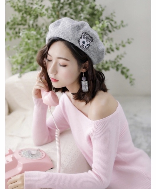 Mũ nồi beret hình con mèo