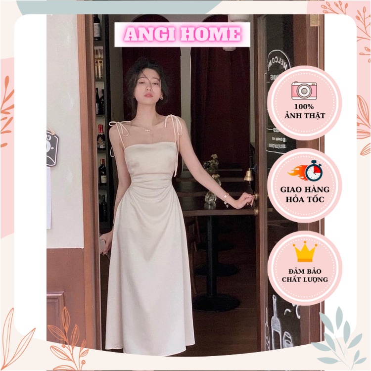 ĐẦM MIDI KEM KHOÉT RÚT EO 2 DÂY ANGI HOME