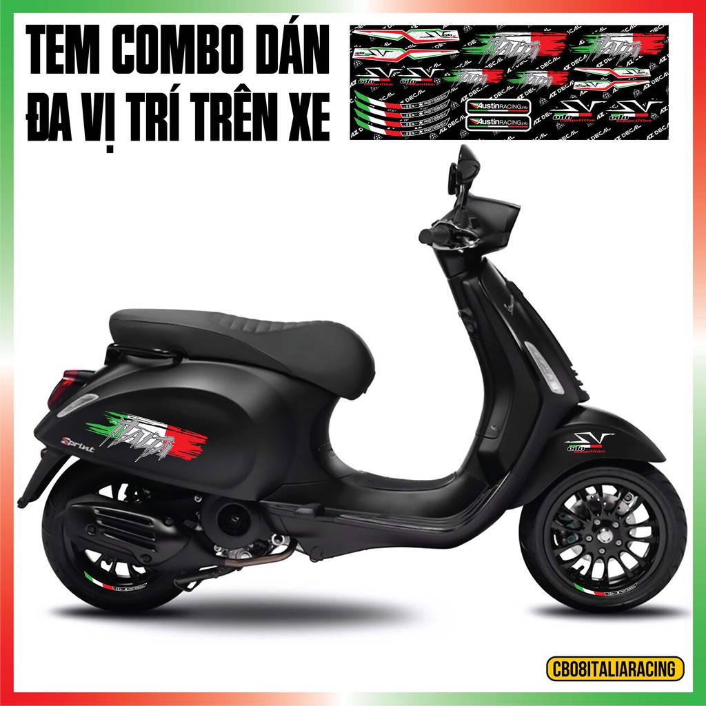 Tem Xe Italia Racing Dán Đa Vị Trí | CB08ITALIARACING | Chất Liệu PVC 5 Lớp Dán Cho Mọi Dòng Xe