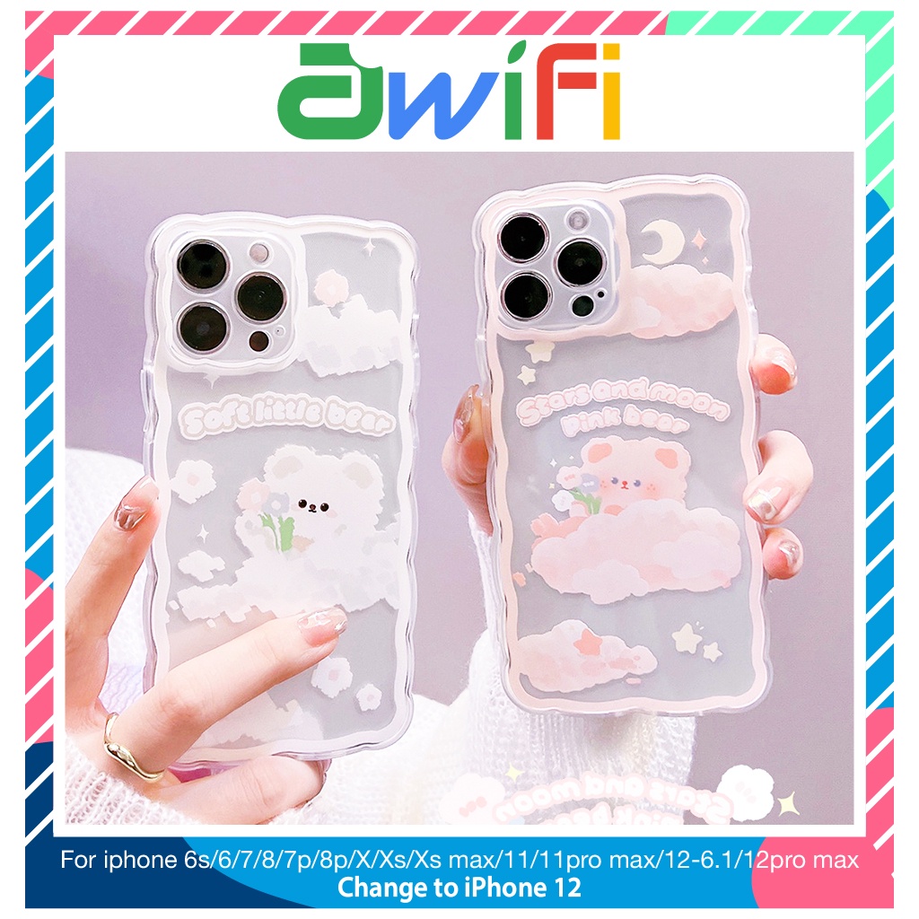 Ốp lưng iphone trong lượn sóng gấu mây 6/6plus/7/7plus/8/8plus/xs/11/12/13/pro/max/plus/promax-Sale Hot M2-1