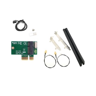 M.2 to PCIE card. Bộ kit lắp M.2 wifi card, có 2 antenna và cáp usb để kết nối bluetooth