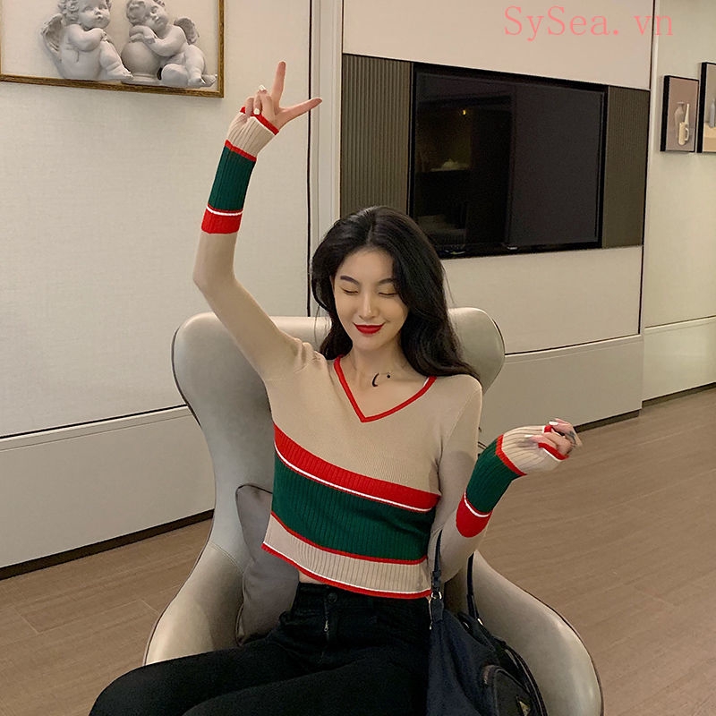 Áo tay dài cổ chữ V thời trang quyến rũ dành cho nữ