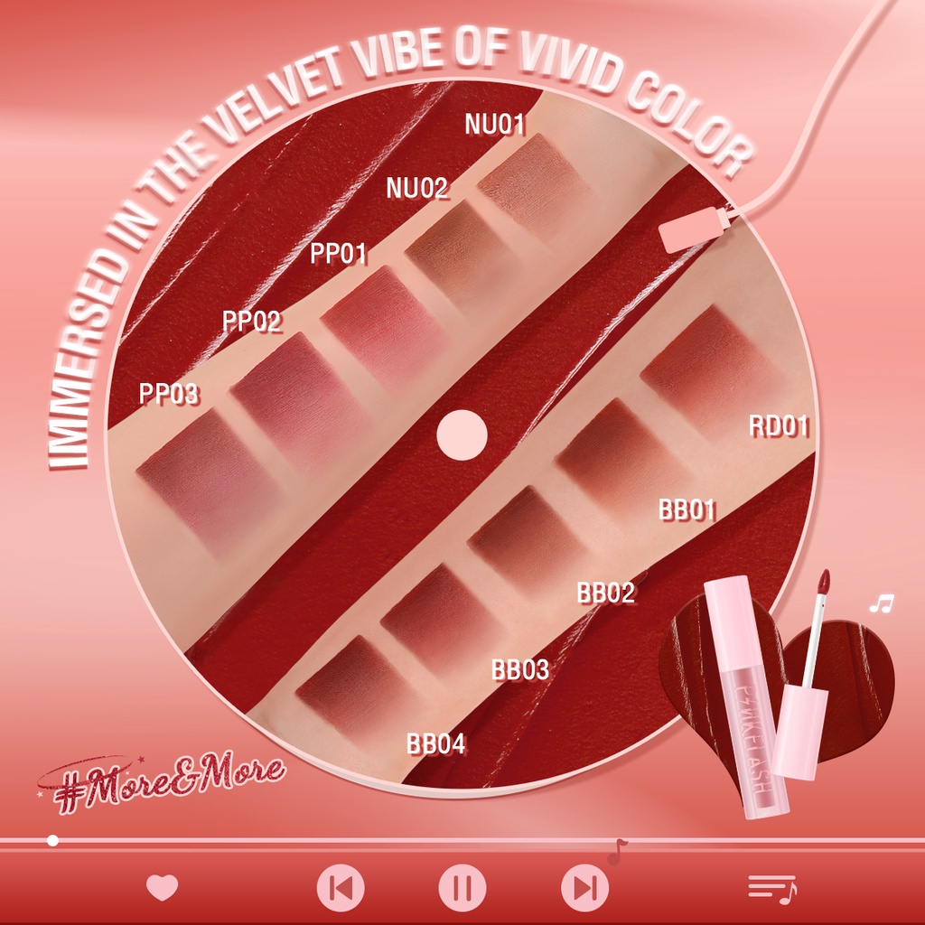 PINKFLASH Màu Hồng Phấn #Son Kem Lì Sắc Tố Cao Mềm Mượt Lâu Trôi