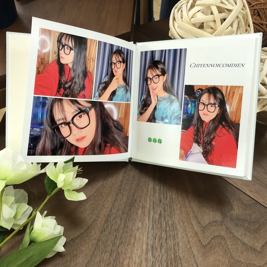 In sách ảnh theo yêu cầu bìa cứng 20 trang 20 x 20cm, In 4K siêu nét trên app NIZI