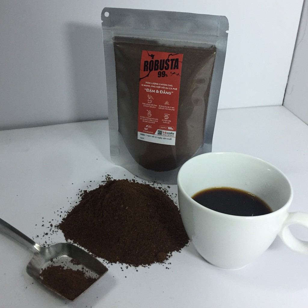 100gr Cafe Bột Robusta Nguyên Chất - Lakcafe Với Bí Quyết Nông Dân Dak Nông - Cafein Cao, Vị Mạnh, Đậm & Đắng | BigBuy360 - bigbuy360.vn