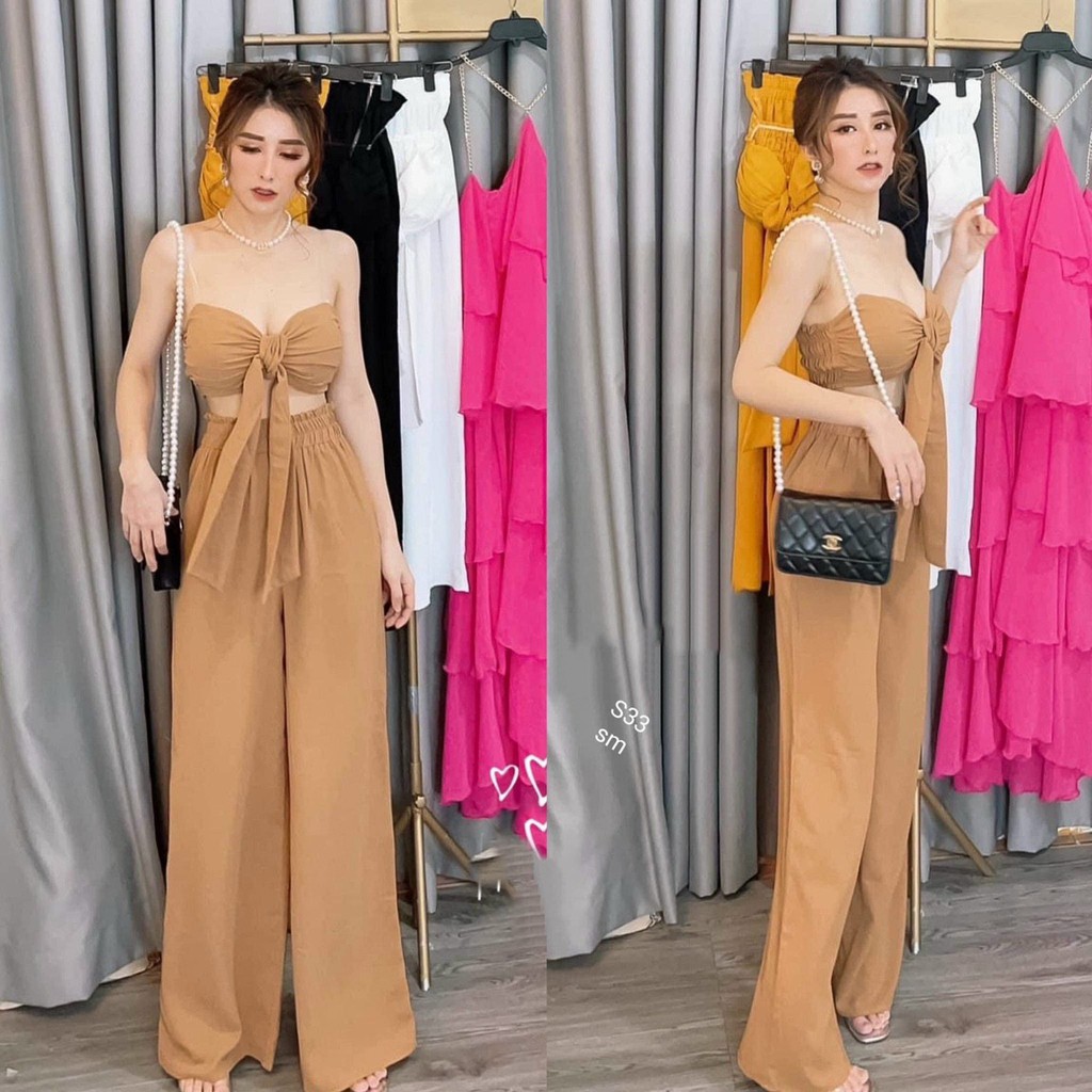 Set Cúp Nơ Ngực Quần Ống Rộng Cao Cấp Hình Thật Sp | BigBuy360 - bigbuy360.vn