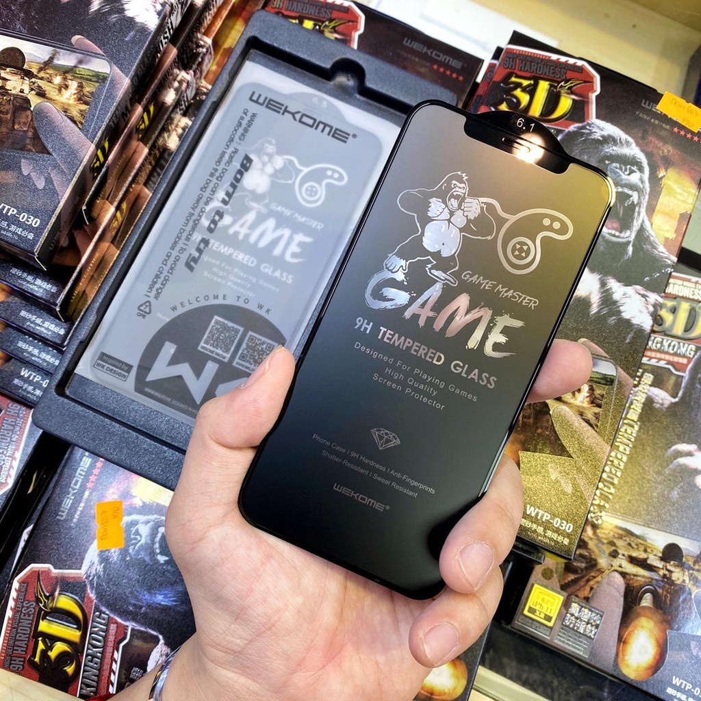 Kính cường lực nhám chống vân tay Iphone 13 Promax Xsmax 12 Promax Kingkong 3D Game  [WK 3D Nhám]