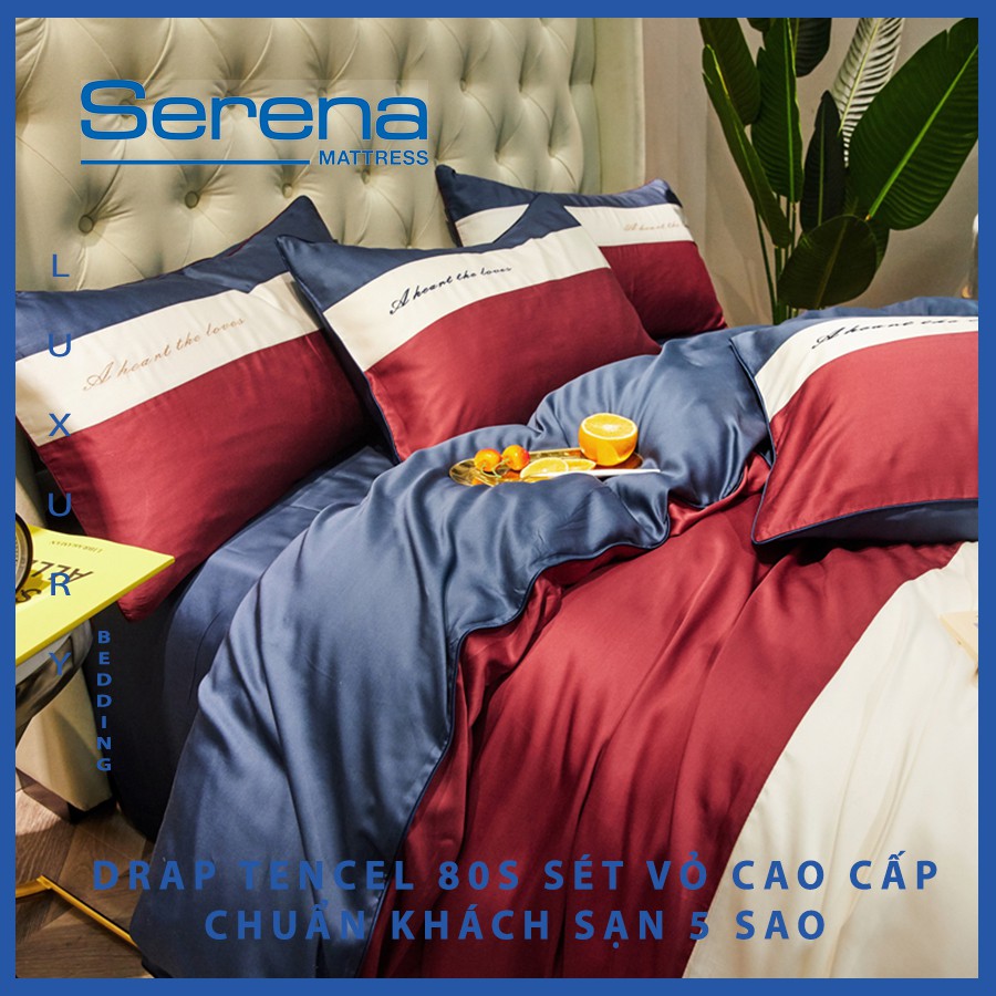 Bộ chăn ga gối Tencel 80s Serena Cao Cấp Phong Cách Hàn Quốc 5 món chăn ga gối chần bông – Hệ Thống Nệm