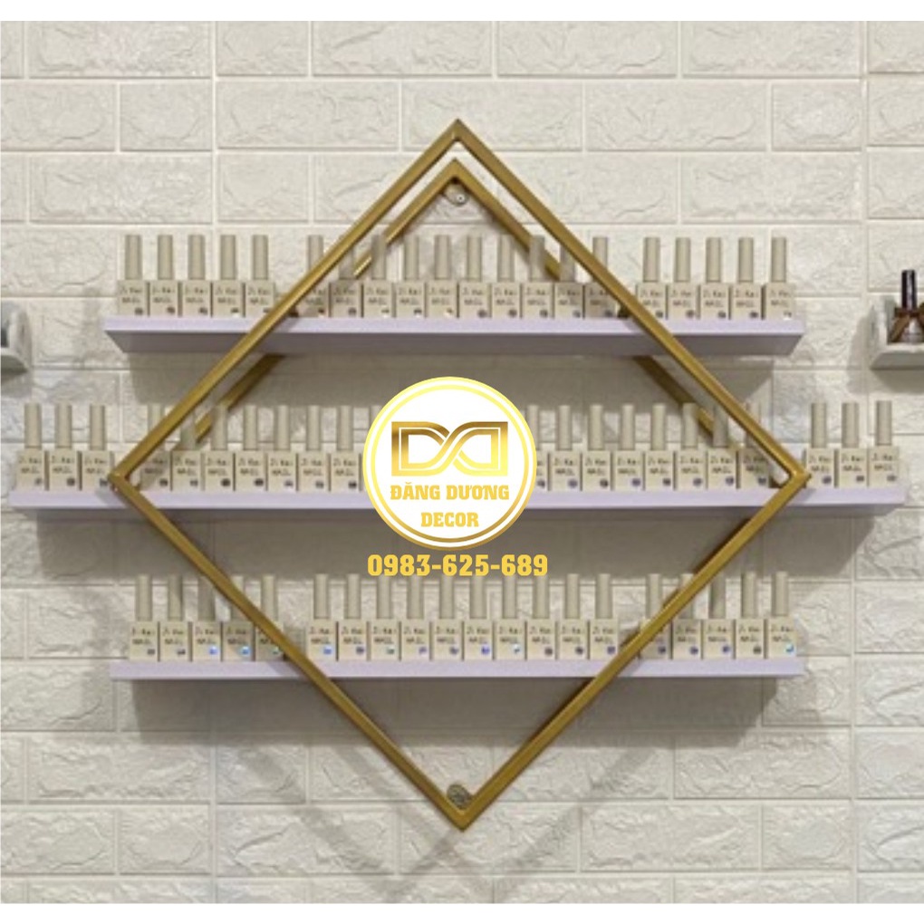 Combo kệ nail VUÔNG TRANG TRÍ kết hợp 3 KỆ RỜI ĐỂ SƠN (NAIL)