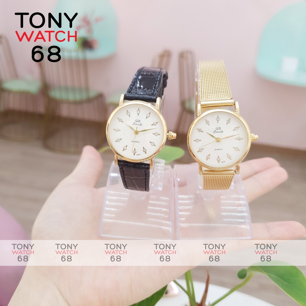 Đồng hồ nữ QB dây da mặt kính cong bản mini sang chảnh chính hãng Tony Watch 68