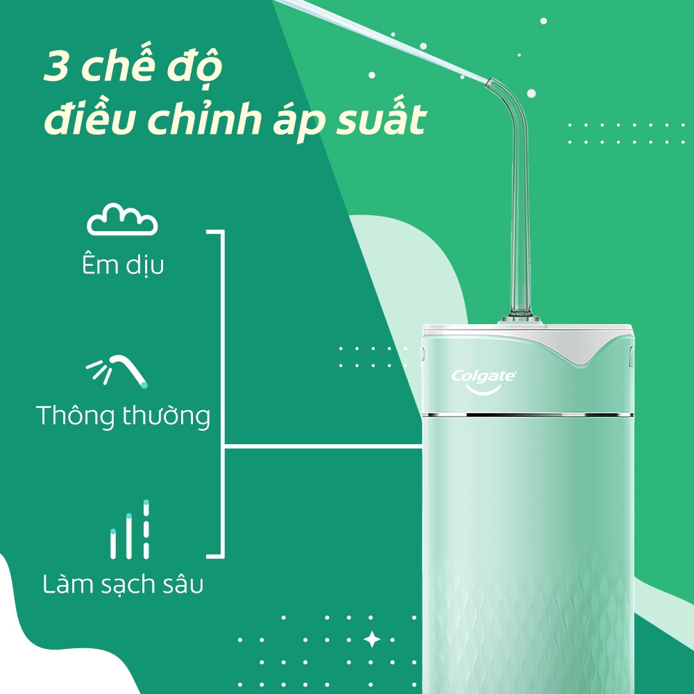Máy tăm nước Colgate nhỏ gọn, chống thấm nước, pin sạc