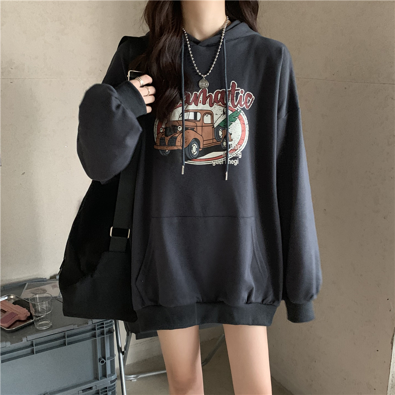 Áo hoodie nữ tay dài in hình xe hơi phong cách ulzzang Hàn Quốc