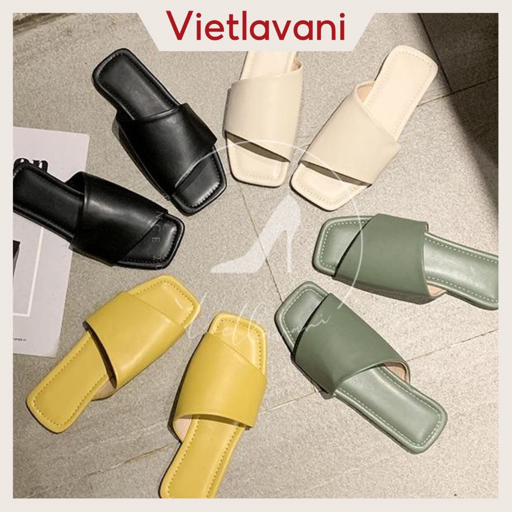 Dép nữ đế bệt D4 thời trang mũi vuông đế bệt Vietlavani