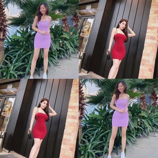Đầm thun 2 dây ôm body phom ngắn