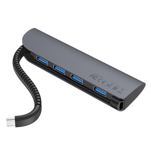 Hub chuyển đổi Hoco HB12 chân Type-C sang 4 cổng Usb 3.0 tốc độ truyền dữ liệu đến 5Gbps vỏ ABS bền bỉ,cao cấp