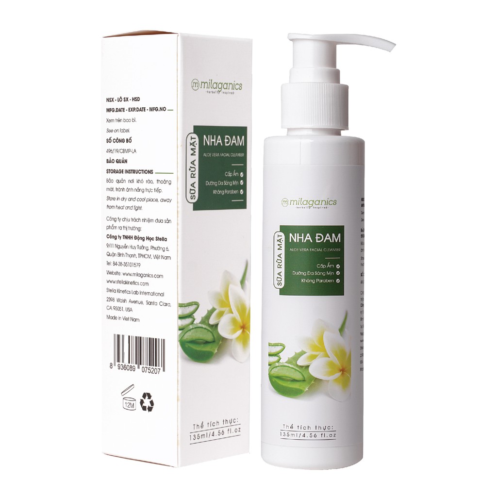 Sữa Rửa Mặt Lô Hội Dưỡng Ẩm, Làm Sạch Dịu Nhẹ Từ Nha Đam MILAGANICS 135ml (Chai) | BigBuy360 - bigbuy360.vn