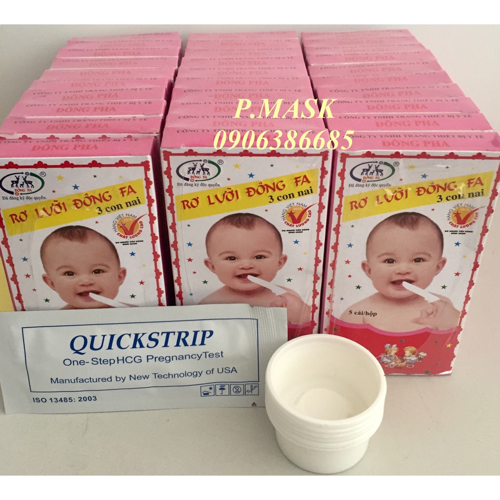 Combo 24 que thử thai Quickstrip + 3 lốc Rơ lưỡi Đông Fa