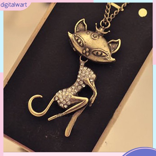 Dây chuyền hình mèo đính đá phong cách quyến rũ thanh lịch dành cho nữ