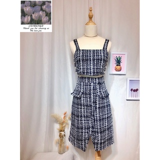 Chân váy dạ tweed chốt trên livestream