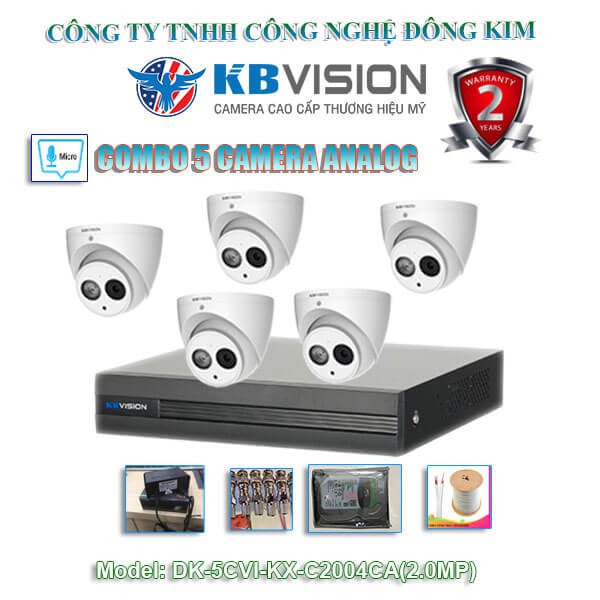 TRỌN BỘ 4 CAMERA KBVISION 2.0MP TÍCH HỢP MIC THU ÂM THANH Mã SP: DK-5CVI-DK-KX-C2004CA