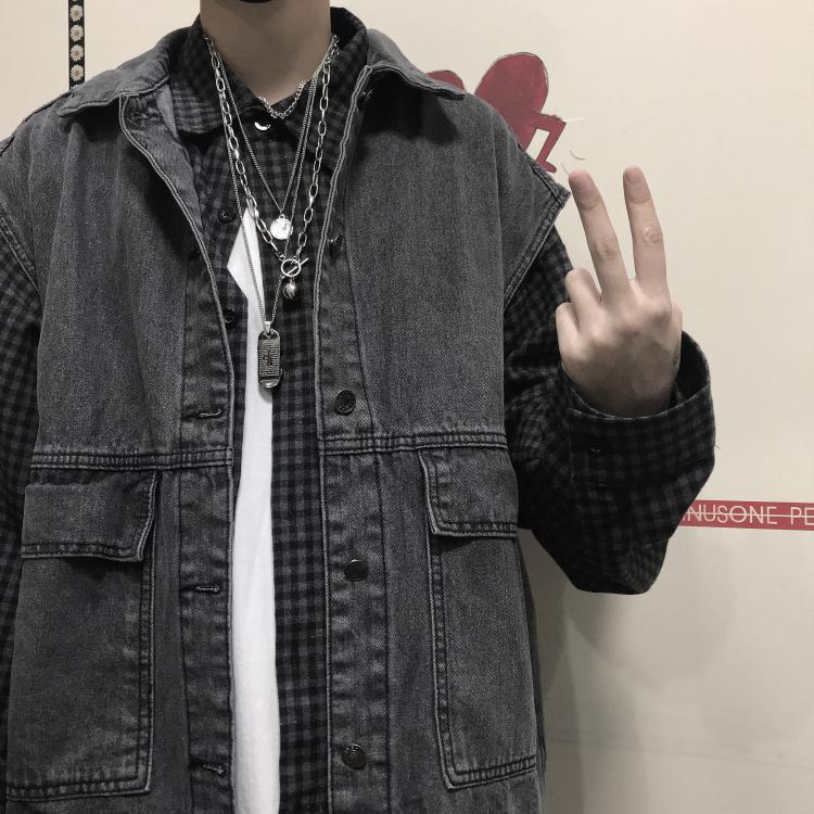 Áo Khoác Denim Sát Nách Dáng Rộng Thời Trang Xuân Thu 2019 Phong Cách Hàn Quốc Cho Nam