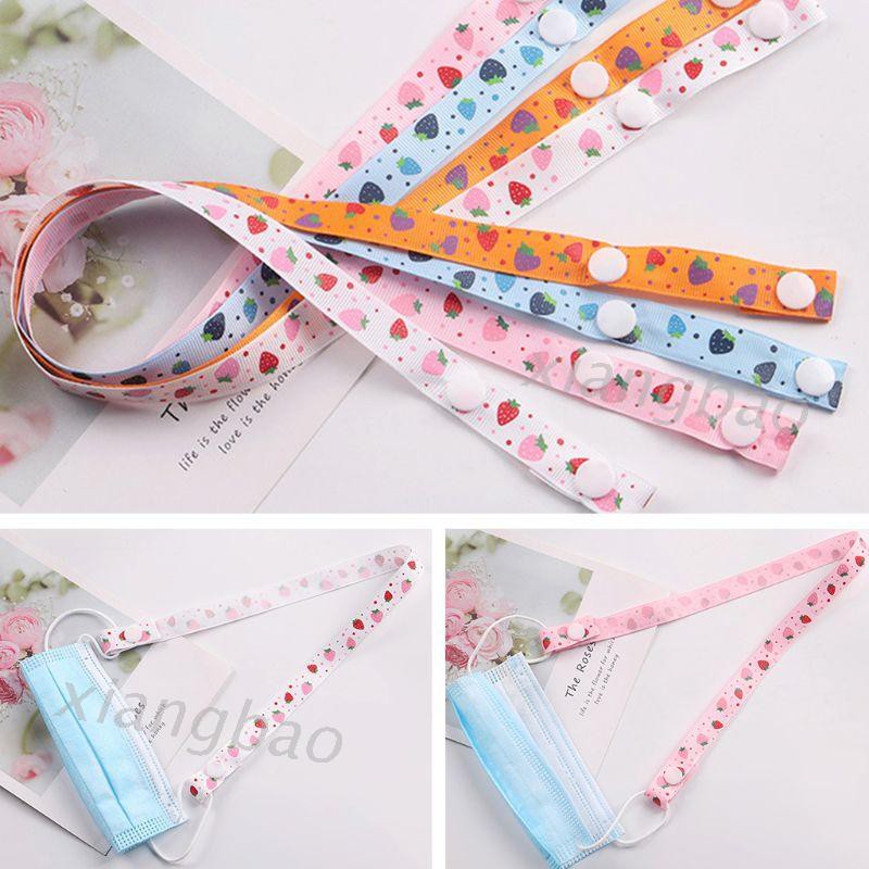 Set 4 Dây Đeo Khẩu Trang In Hình Dâu Tây Dễ Thương Cho Bé