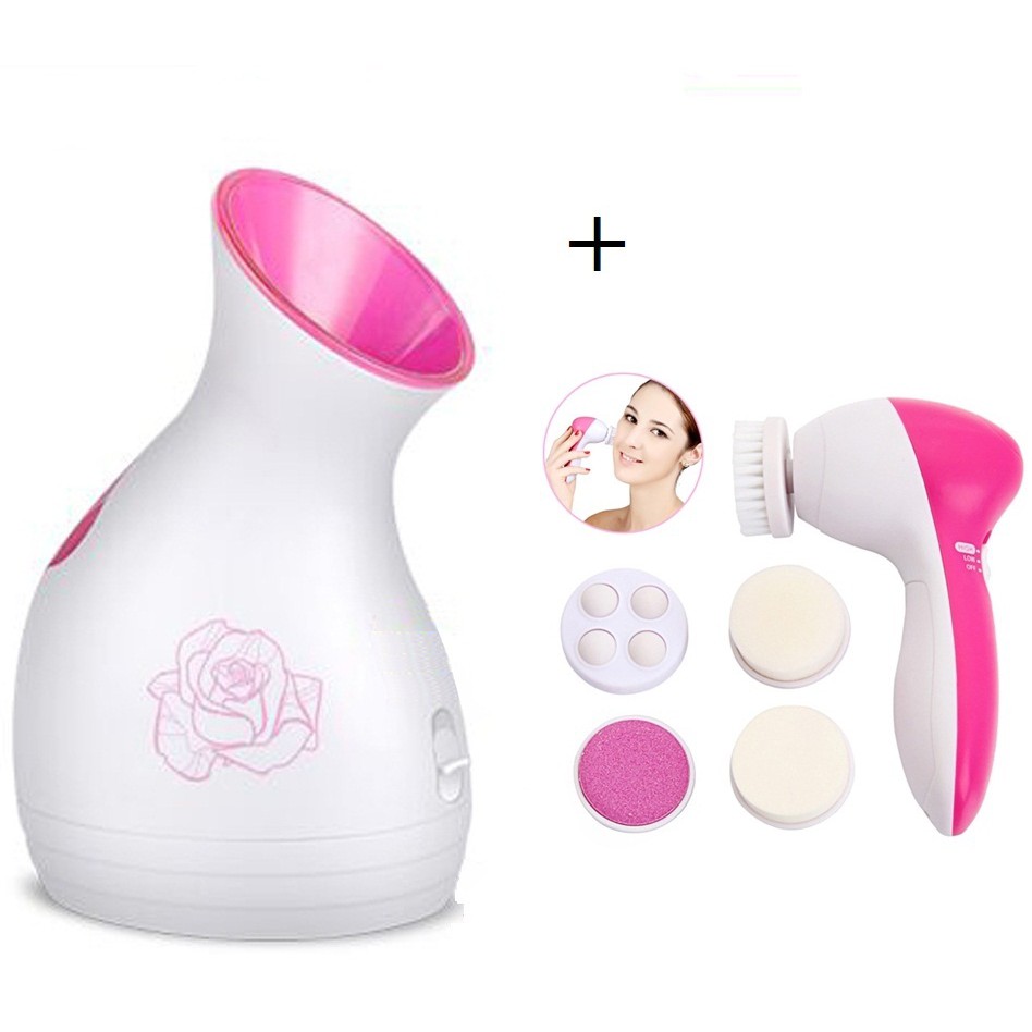 Máy xông hơi massage mặt Nano+ Máy rửa mặt 5in1 skin xoay