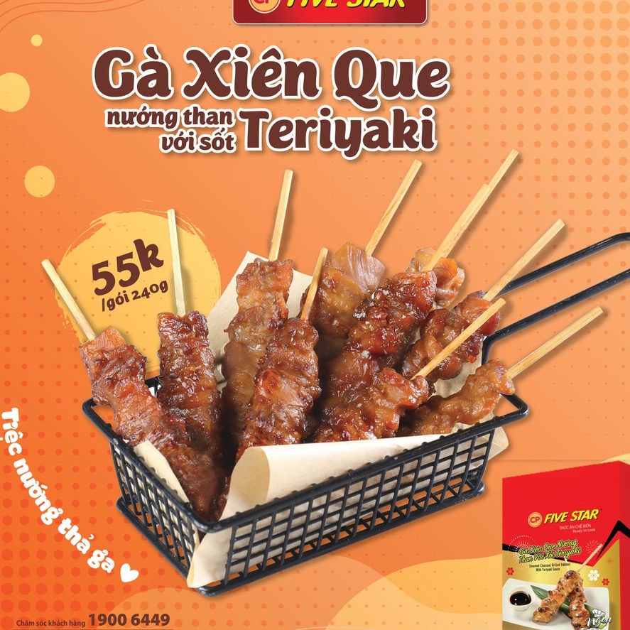 Gà Xiên Que Nướng than với Sốt Teriyaki CP gói 240g