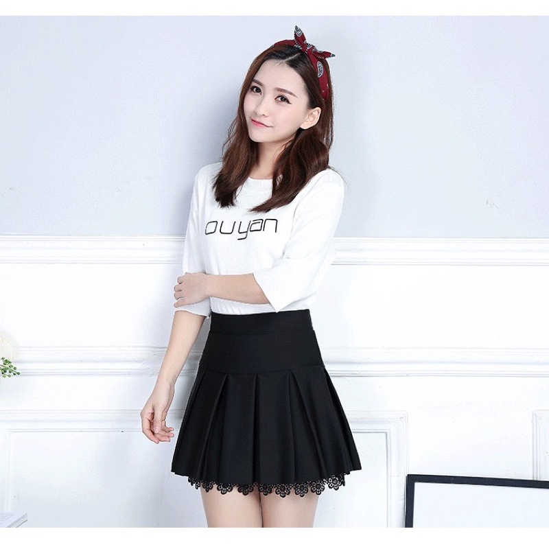 Chân Váy Tennis Xếp Ly Ren Thò Chất Umi