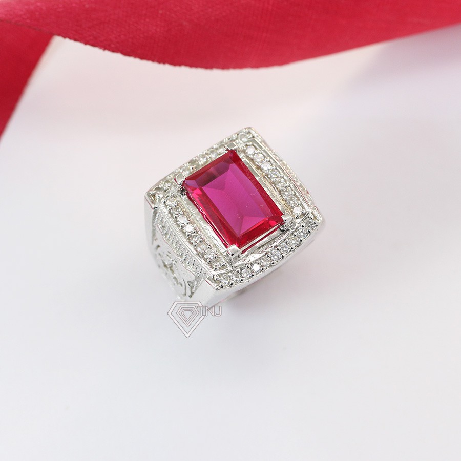 Nhẫn bạc nam đầu hổ đính đá đỏ NNA0070 Trang Sức TNJ