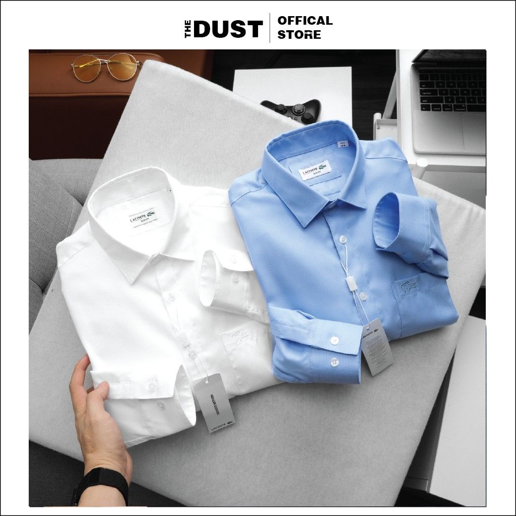 Áo sơ mi nam dài tay trơn cổ bẻ basic LCT -  form slimfit, Áo sơ mi nam công sở vải hạt cao cấp