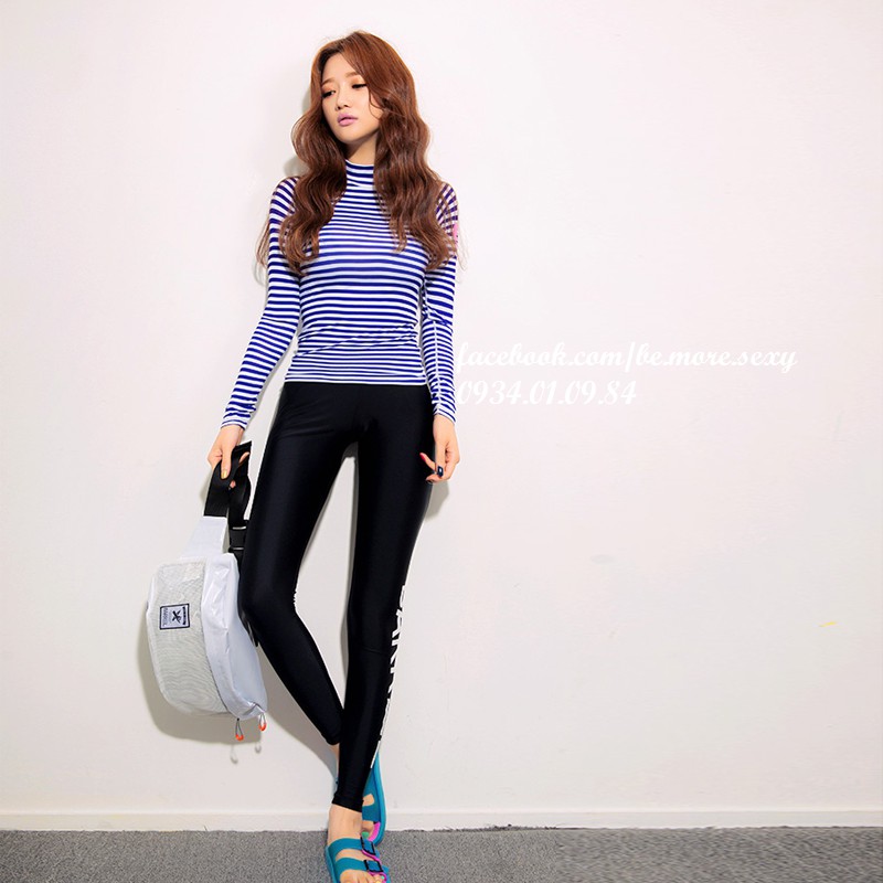 Đồ bơi dài tay Hàn Quốc sọc xanh | BigBuy360 - bigbuy360.vn