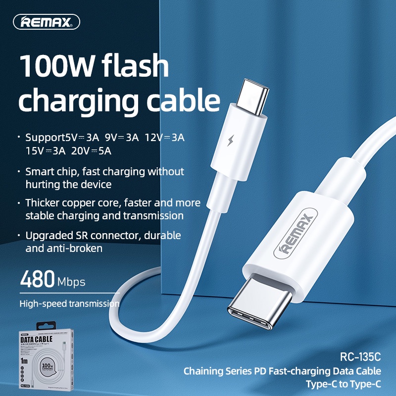 Cáp Sạc Nhanh Remax 100W Usb 3.0 Type C 20W Cho Điện Thoại
