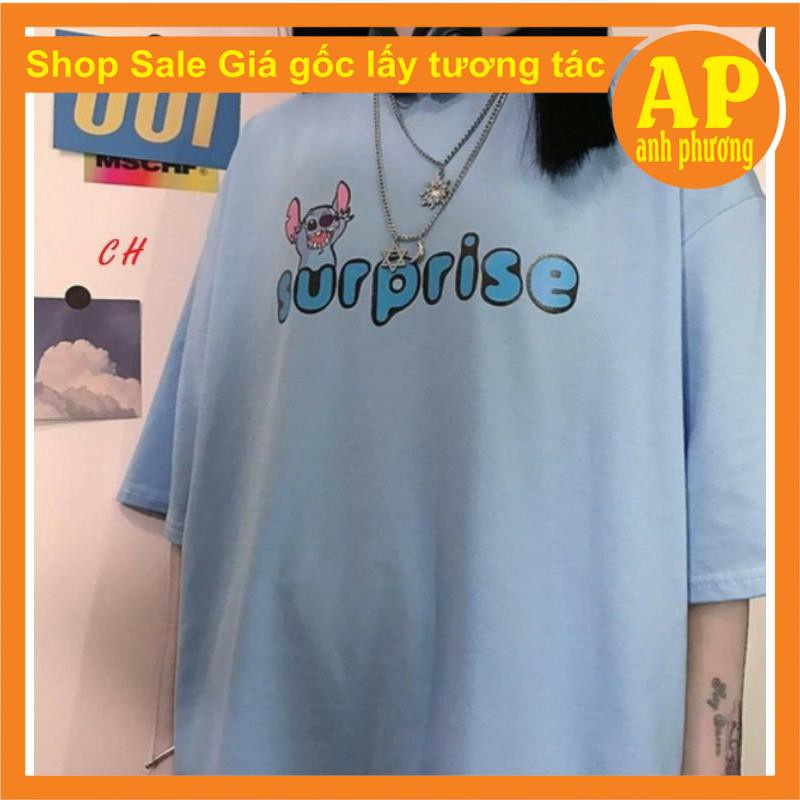 Áo phông thú xanh SupriseÁo thun tay lỡ form thụng Unisex nam nữÁo hoạt hình Oversize Free ship