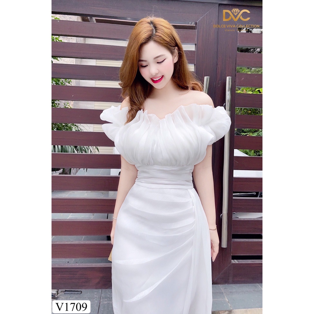 Váy trắng dự tiệc trễ vai V1709 - DOLCE VIVA COLLECTION