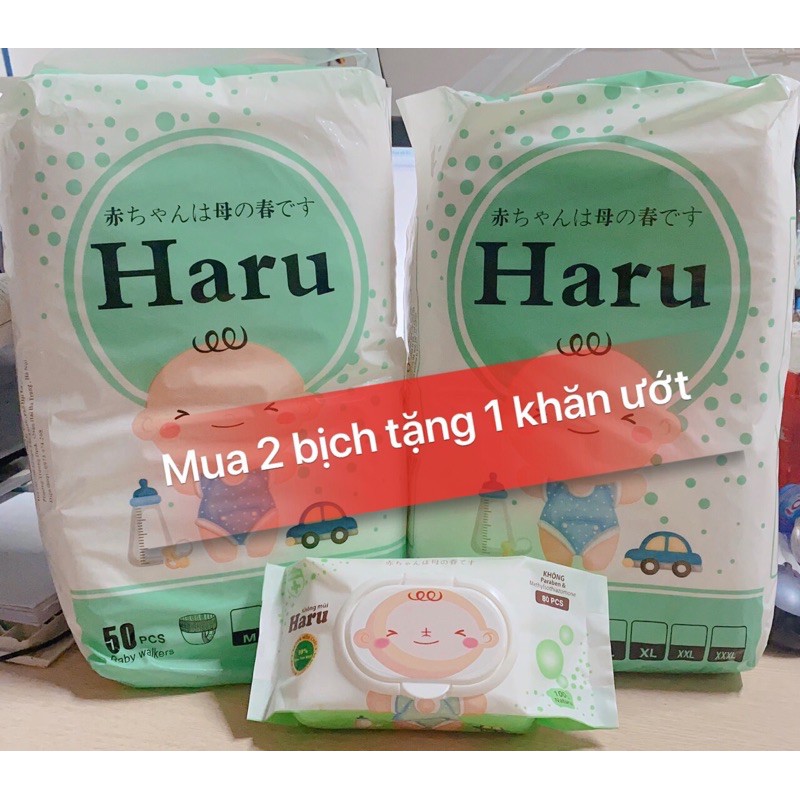 Tã/Bỉm HARU xuất Nhật quần size M50/L50/XL50/XXL50/ XXXL50