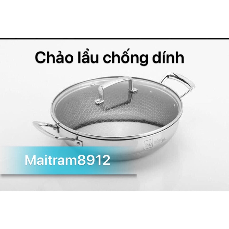 Nồi chảo lẩu inox Fivestar 3 đáy từ size 24cm, 26cm, 28cm, 32cm (24 cm, 26 cm, 28 cm, 32 cm), có loại lòng chống dính