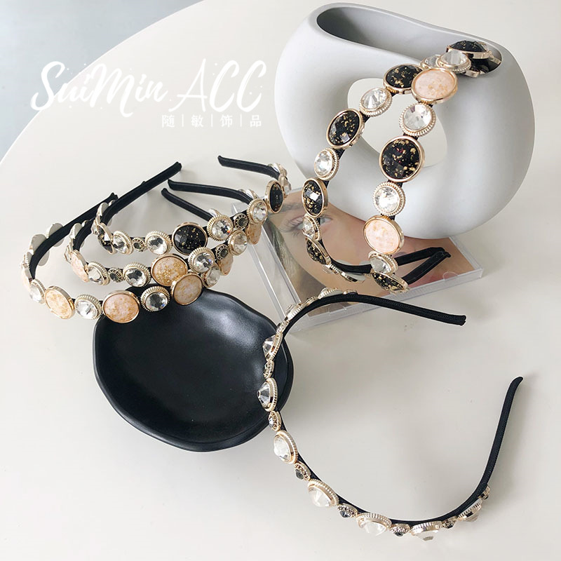 Băng đô cài tóc đính đá và ngọc trai nhân tạo phong cách Hàn Quốc mới