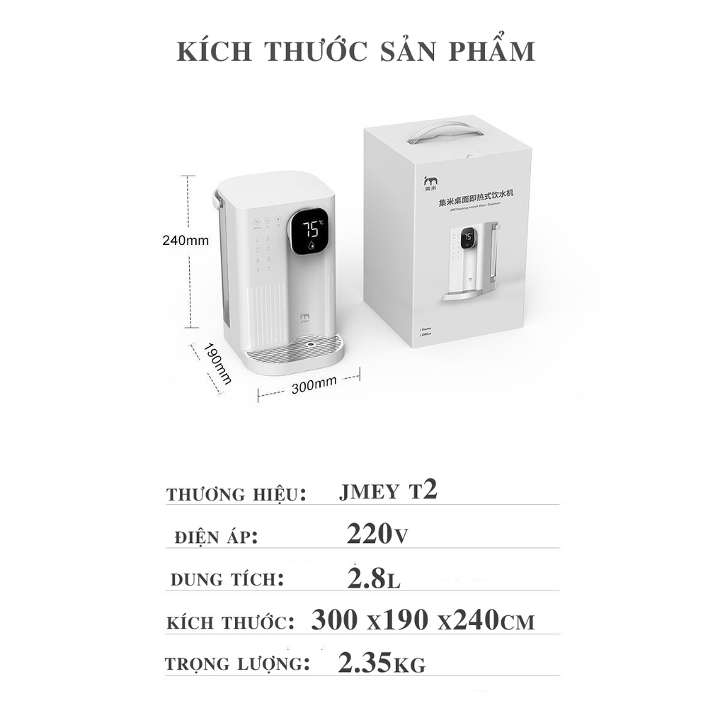 BÌNH THỦY ĐUN NƯỚC NÓNG XIAOMI JMEY T2 TIỆN DỤNG GIA ĐÌNH- MÁY ĐUN NƯỚC NÓNG  THÔNG MINH CHÍNH HÃNG- BÌNH THỦY ĐIỆN JMEY