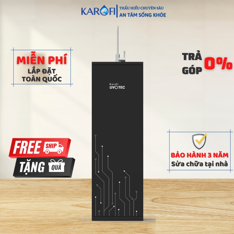 Máy lọc nước 9 lõi lọc chính hãng Karofi Livotec 510, Màng RO Hàn Quốc - Lắp đặt miễn phí toàn quốc
