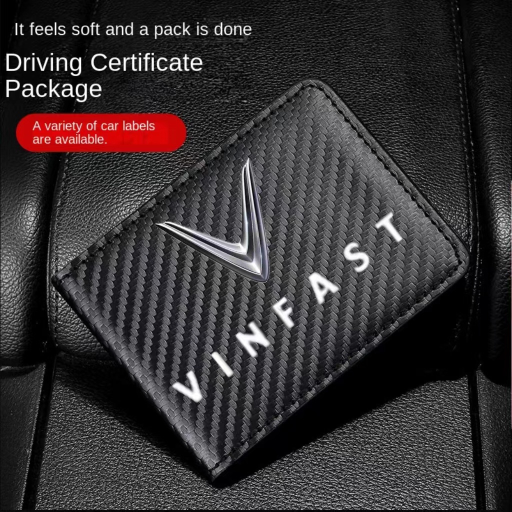 Vỏ Bọc Bằng Lái Xe Họa Tiết Sợi carbon Sang Trọng Cho VinFast VF8 VF9 VF e34 VF5 VF7 LUX2.0 LUX a2.0 VF33