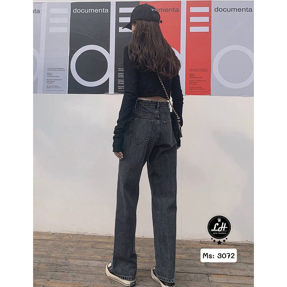 FS50K_Quần Jeans Nữ Ống Rộng Cao Cấp OHS3100 Lê Huy Fashion 4 Màu Trắng, Xanh Đậm, Xanh Nhạt, Xám Đen