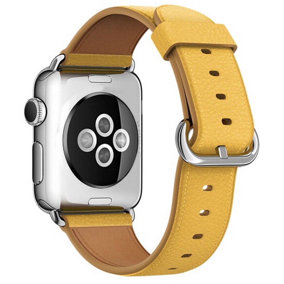 Sale 73% Dây da đeo tay cho đồng hồ Apple Watch IWatch Series 5 4 3 2 1, YELLOW,38MM or 40MM Giá gốc 121000đ - 2G118