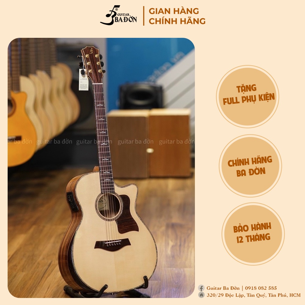 Đàn Guitar Acoustic T-720 gỗ điệp cao cấp Ba Đờn