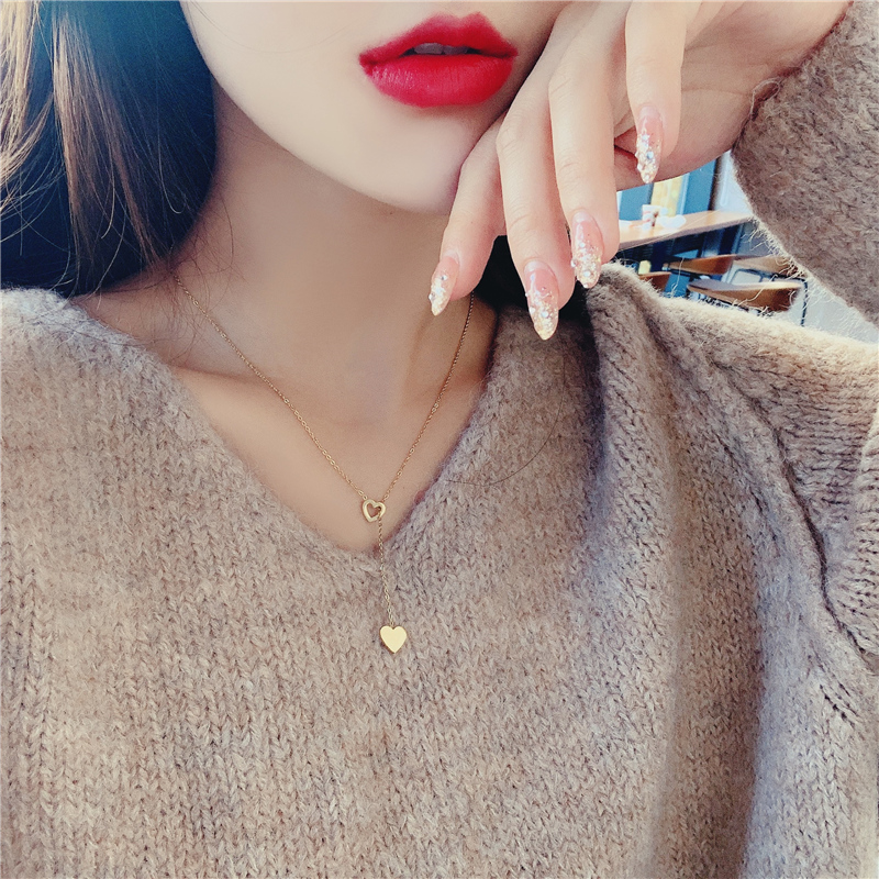 Vòng cổ kim loại mặt hình trái tim thời trang Hàn Quốc