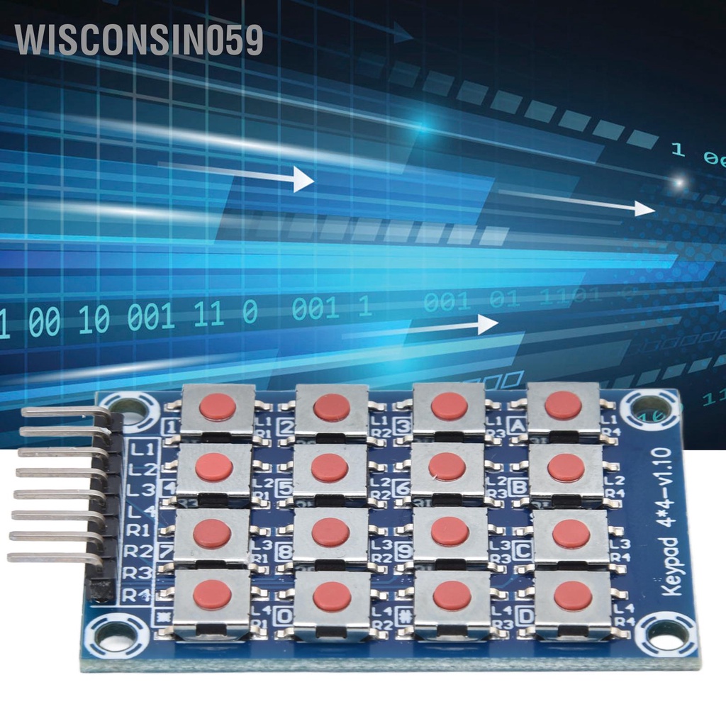 Wisconsin059 8 Pin 4x4 Array 16 Buttons Keyboard Switch MCU External Expansion Module for Electrical Control