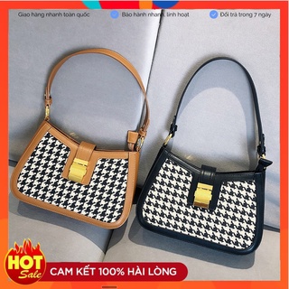 Túi xách túi kẹp nách túi đeo chéo Vải Dạ pha Da Nút gỗ có 2 dây đeo cực kì tiện dụng - MiinBags S044