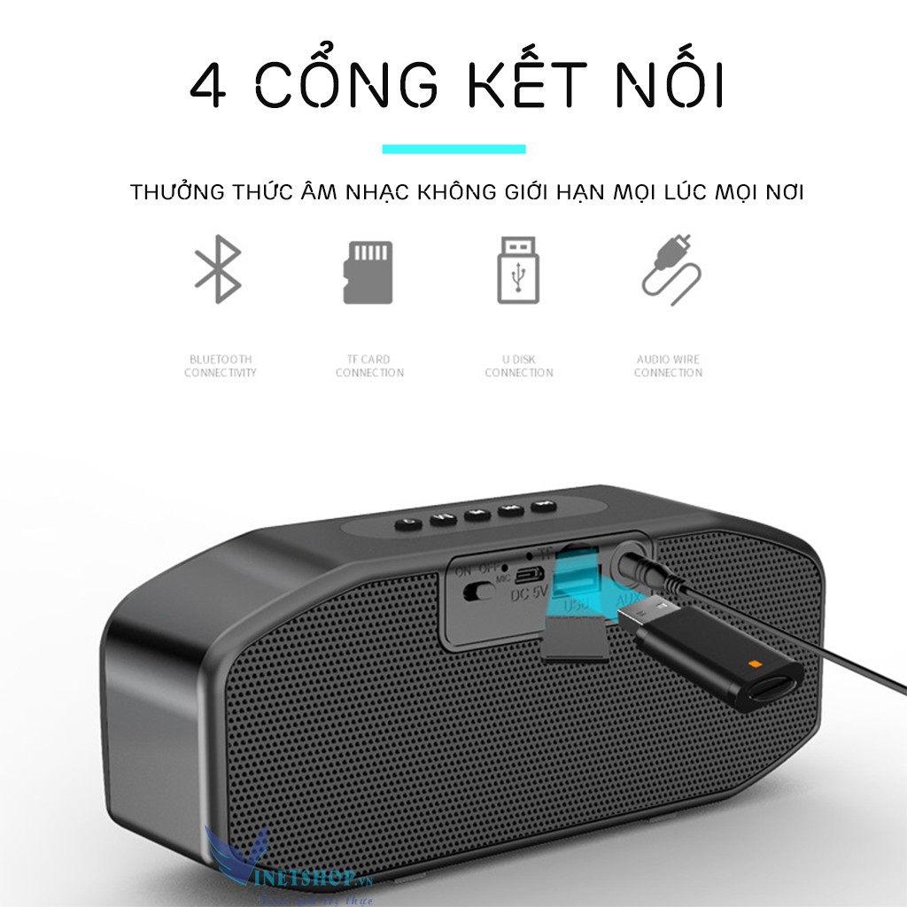 Loa Bluetooth cầm tay Manovo M5/Manovo M4 âm thanh siêu trầm tích hợp loa kép✔màn hình led ✔FM radio dung lượng pin 2500