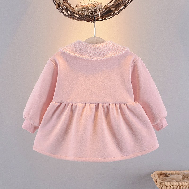 Áo khoác bé gái cổ sen túi trái tim chất cotton lót nhung siêu mềm mịn size 9-15kg AK21